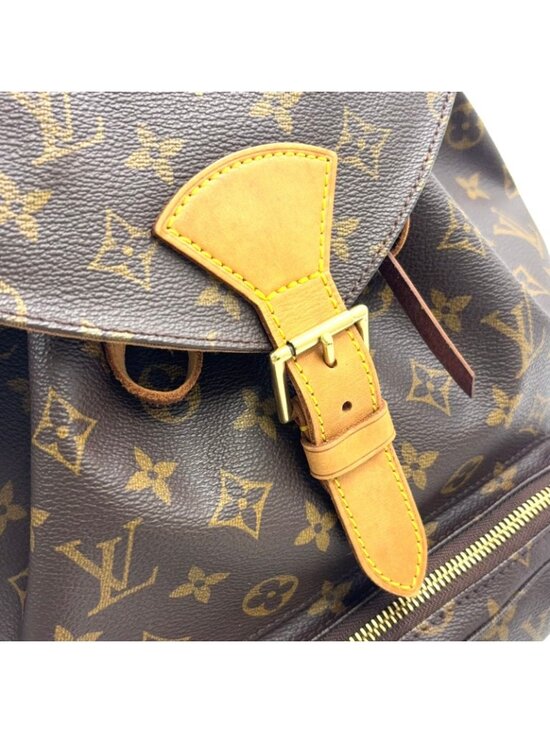 Louis Vuitton Montsouris GM Monogram Leather Brown Light Beige Backpack Gold main image 11